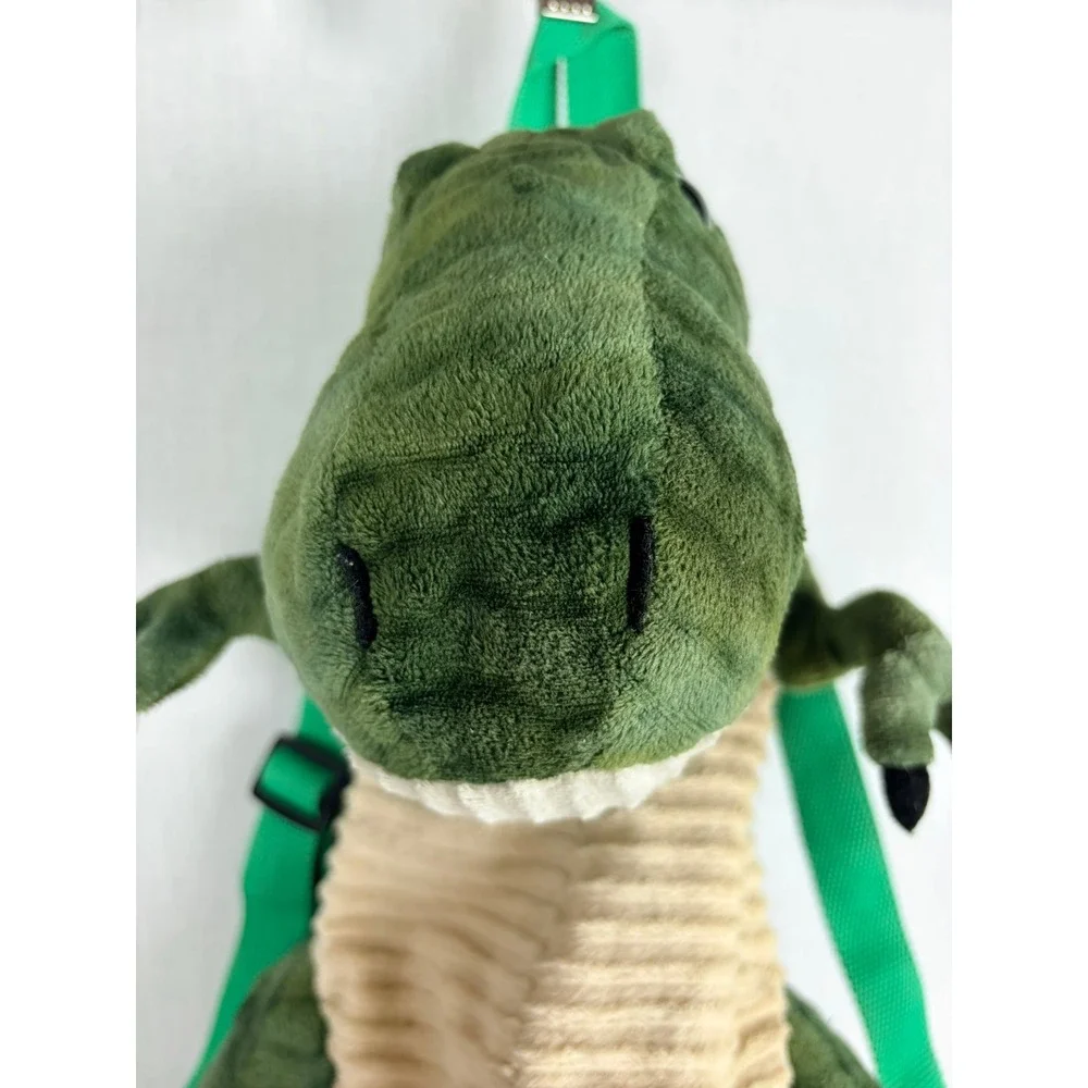 Green T-Rex Alligator Plush Backpack‎ Kids Stuffed Animal Toy Adjustable Straps